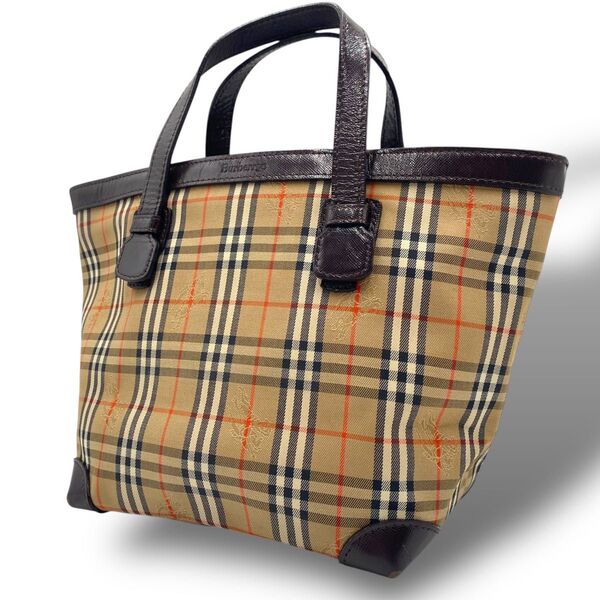 BURBERRY バーバリー シャドーホース レザー ノバチェック ノヴァチェック ハンドバッグ トート ブラウン ベージュ