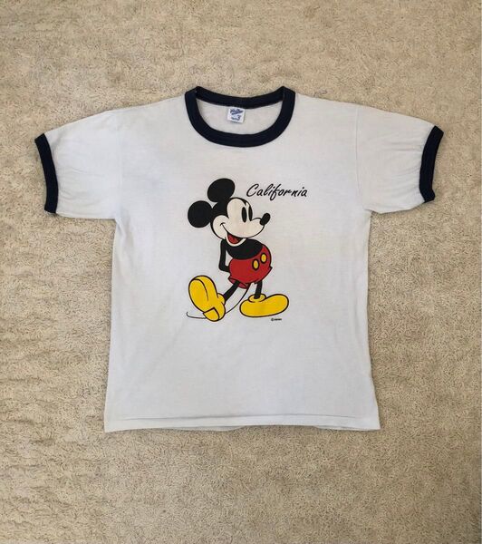 80s 90s Velva Sheen ミッキーマウス USA製 M Tシャツ ベルバシーン リンガーT ディズニー ビンテージ