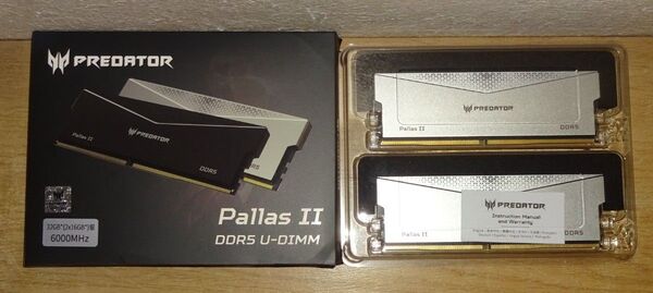 Acer Predator Pallas II DDR5 6000MHz 32GB(16GBx2枚) CL32 シルバー