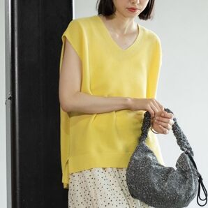 【新品タグ付き・訳あり】ドライタッチガーターVネックフレンチニット【UVケア/抗ピル/洗濯機洗い可】