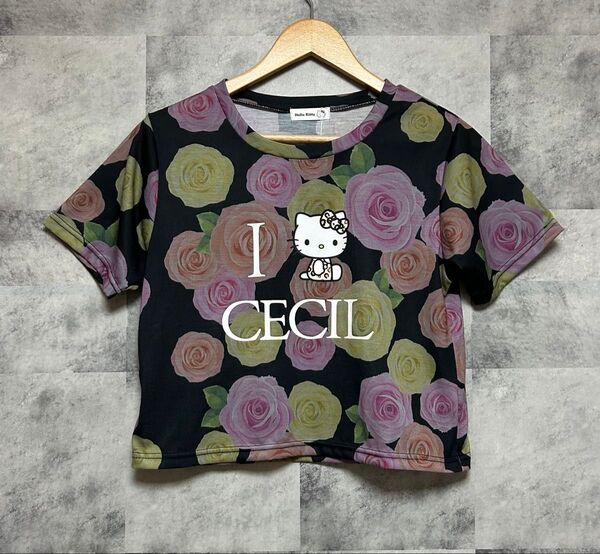 新品 未使用 タグ付 セシルマクビー ハローキティコラボ Tシャツ バラデザイン サイズL