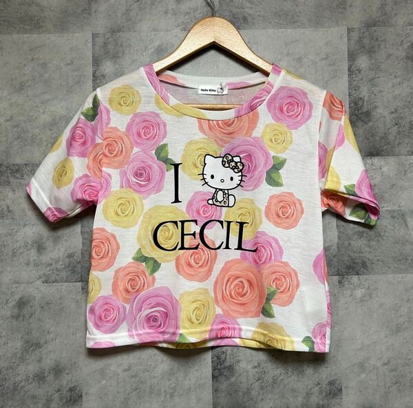 新品 未使用 タグ付 セシルマクビー ハローキティコラボ Tシャツ バラデザイン サイズL