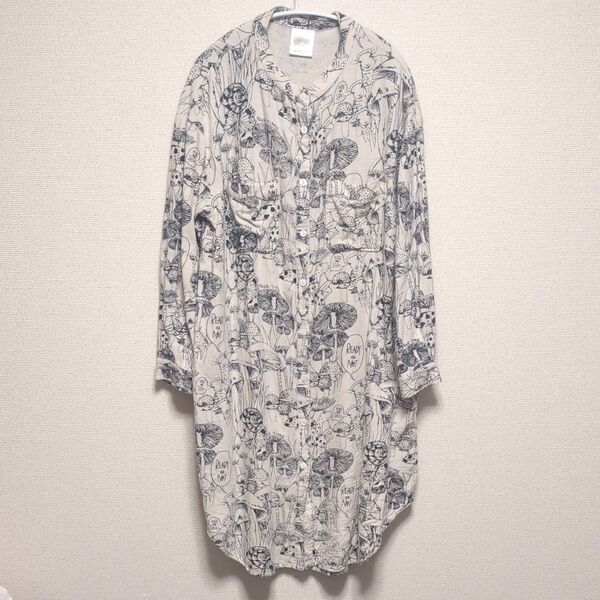 scolar 長袖 ロングシャツ ワンピース きのこ柄