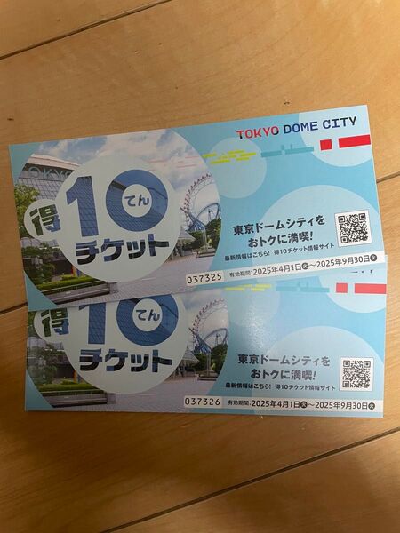 東京ドームシティ 得10チケット 2冊