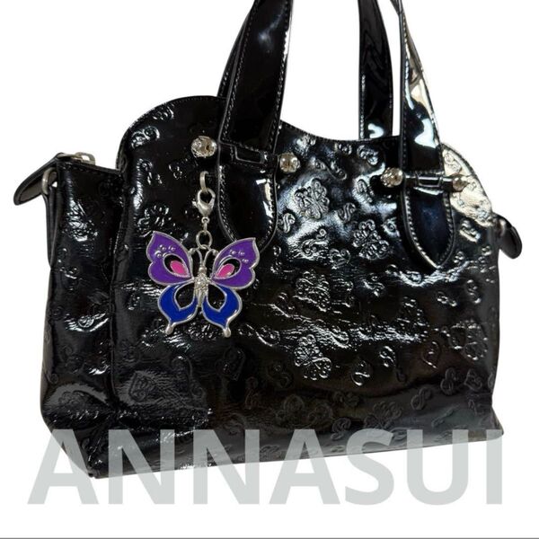 ANNASUI アナスイ エリス 2way バタフライ エナメル ハンドバッグ