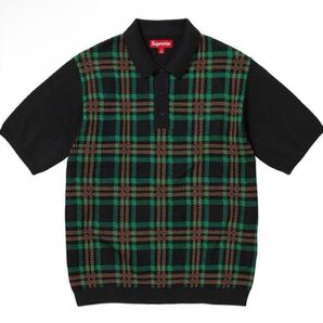 Supreme シュプリーム plaid knit s/s polo black Lサイズ ポロシャツ