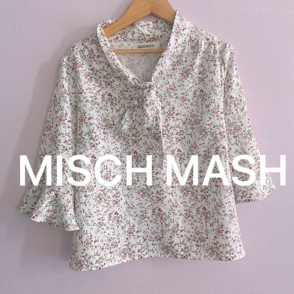 MISCH MASCH 花柄五分袖ブラウス 女性らしい カットソー トップス