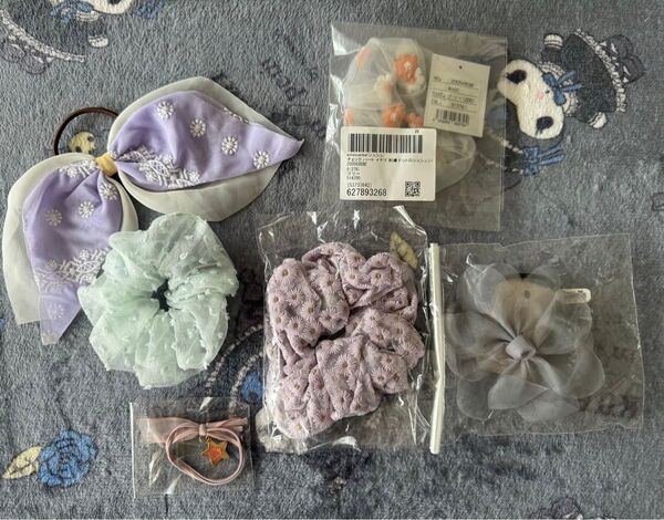 シュシュ ヘアゴム 新品 6点 まとめ売り レース 刺繍