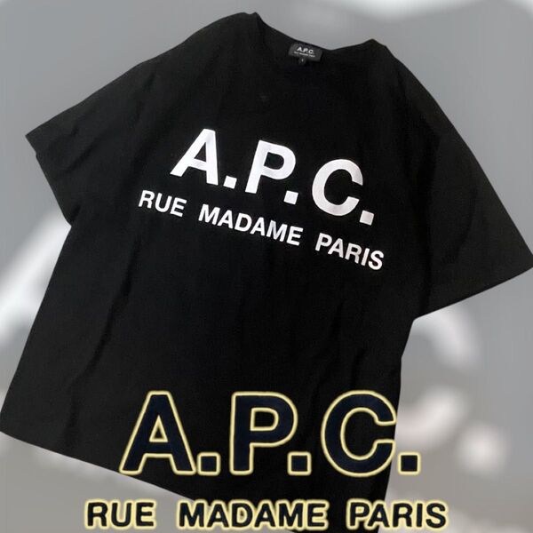 美品! A.P.C. 別注 オーバーサイズ ビックロゴ プリント Tシャツ アーペーセー