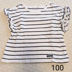 ブランシェス 袖フリル 半袖Tシャツ ボーダー 100