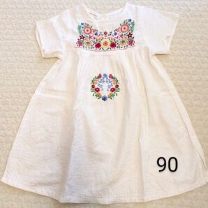 3can4on 刺繍ワンピース 半袖 90