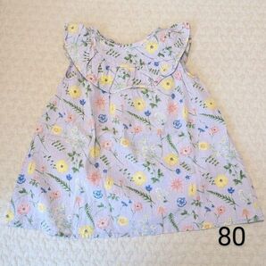 西松屋 ボタニカル フリル ワンピース パープル 80