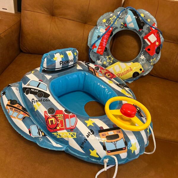 Picasol 浮き輪 2個セット ボート型 パトカー・消防車デザイン