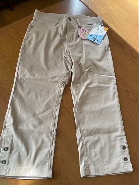 新品タグ付 ベージュ 7分丈 クロップドパンツ ストレッチ M 短め丈