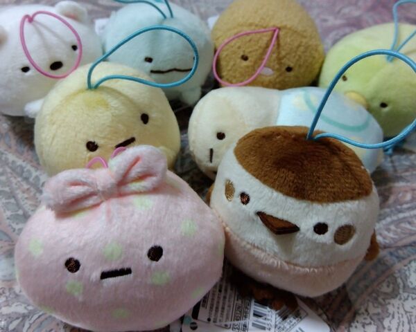 すみっコぐらし マスコット ぬいぐるみ うつぶせ ストラップ キーホルダー とかげ とんかつ しろくま ぺんぎん? セット