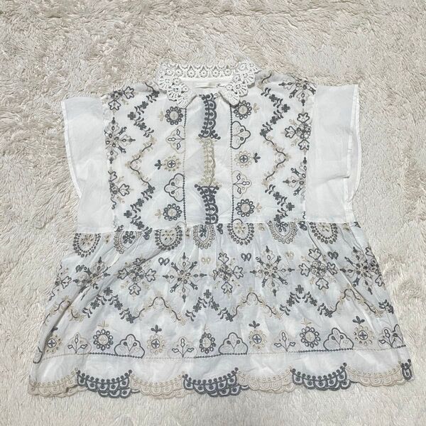 fanaka ファナカ 刺繍 レース シャツ ブラウス トップス ノースリーブ