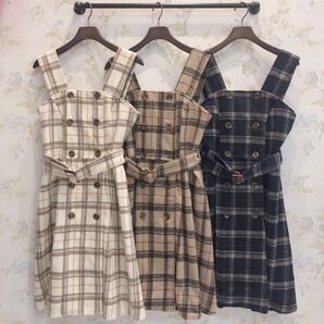 AnMILL アンミール チェックトレンチワンピース ブラウン