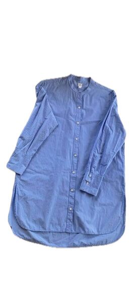 GAP ストライプシャツ バンドカラー ブルー系