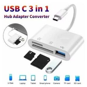【テスト済】3 in 1 アダプタ USB、SD,、マイクロSD→Type-c