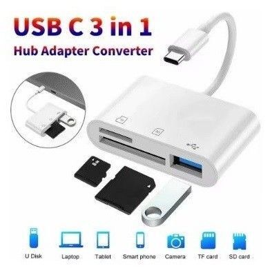 【テスト済】3 in 1 アダプタ USB、SD,、マイクロSD→Type-c