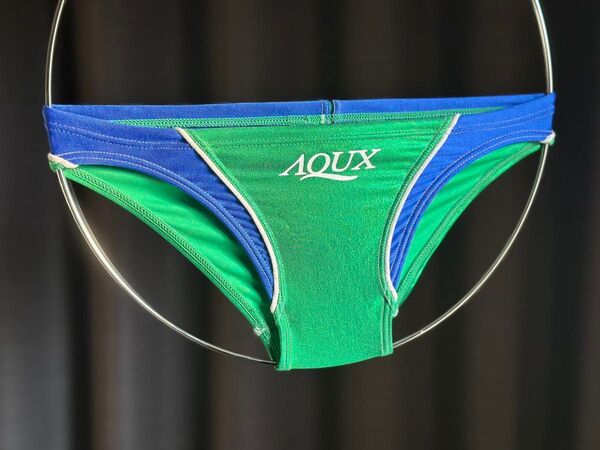 AQUX 水着 メンズ 競泳 グリーン×ブルー サイズS