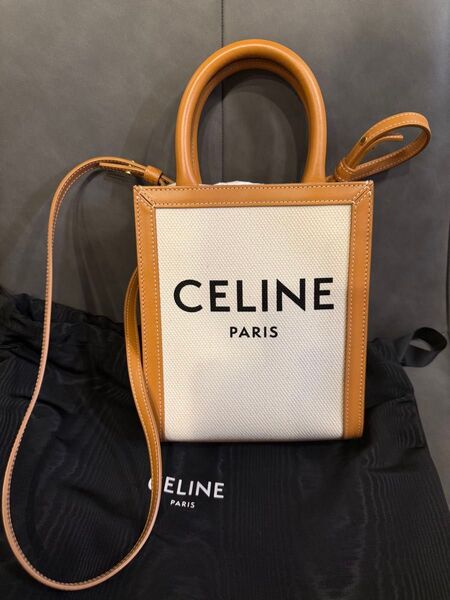 CELINE セリーヌ バーティカルカバ スモール(キャンバス × カーフ/タン) セリーヌ