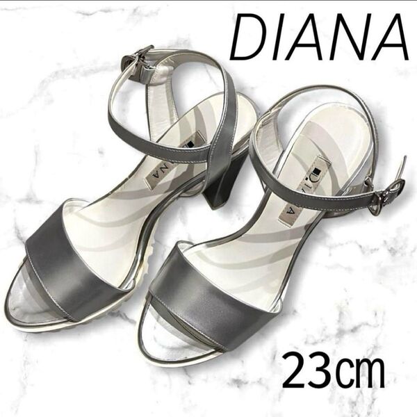 DIANA ダイアナ シルバー ストラップ付き ハイヒール サンダル 23㎝
