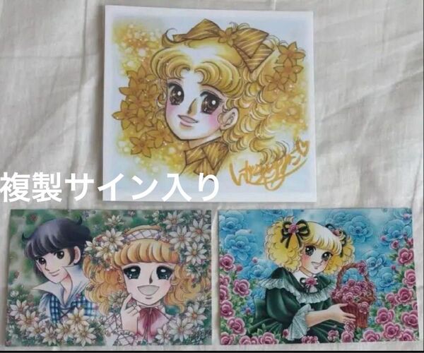 いがらしゆみこ(キャンディキャンディ作家)複製サイン入り 願いが叶う花色紙(金運)&ポストカード