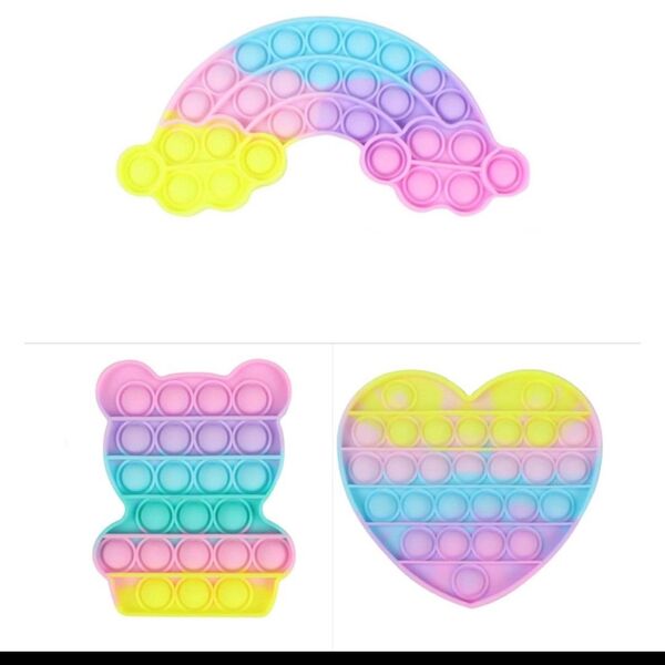 プッシュポップ 両面 スクイーズ玩具 3枚入り プッシュポップ スクイーズ玩具 フィジェットおもちゃ 人気 ボード減圧グッズ