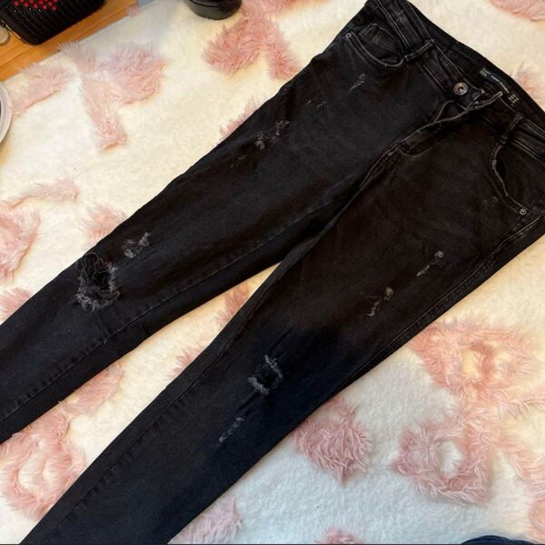 XL 大きいサイズ EUR40 ZARA ザラ ダメージデニム スキニーデニム レディース ジーンズ デニムパンツ ジーパン