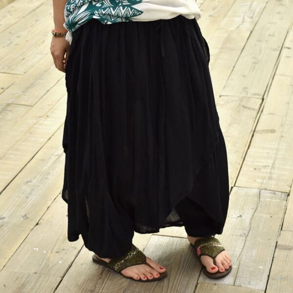 サルエルパンツ 綿クレープ 新品 無地 インド綿 アジアン