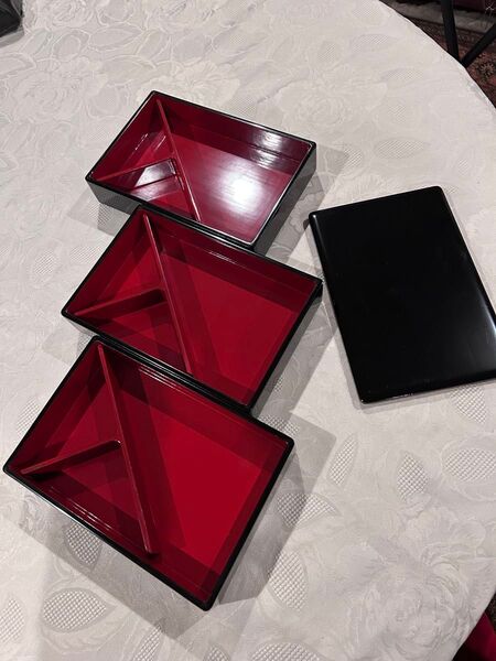 漆器 黒内朱段弁当重箱 懐石料理 日本料理