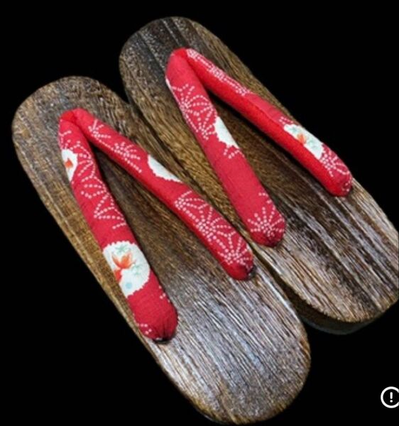 新品未使用 LLサイズ 花柄の柔らかい鼻緒 浴衣下駄 木製 和装 履物 レトロ