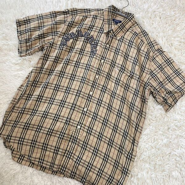 Burberry London バーバリーロンドン 半袖シャツ ノバチェック ワッペン XL