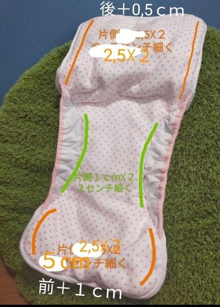 F110 オーダー 大人用 防水布おむつパッド ドビー織ピンクドット いちご小花