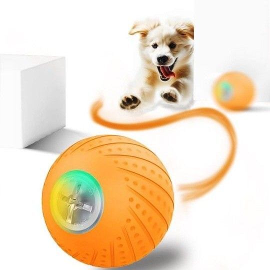 犬 ボール 自動 犬用 電動 おもちゃ ペット用 動くボール 勝てに動き 留守番中の運動不足解消に最適 (オレンジ)