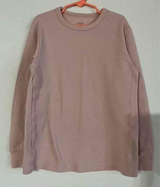 ユニクロ UNIQLO ヒートテック 140 ピンク ワッフル Tシャツ 長袖 ロンT EXRTA WARM キッズ