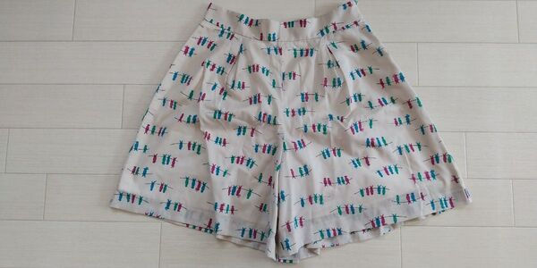 to b by agnes b. キュロットパンツ 小鳥柄 バード 日本製 ショートパンツ トゥービーバイアニエスベー