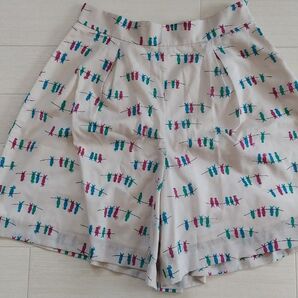 to b by agnes b. キュロットパンツ 小鳥柄 バード 日本製 ショートパンツ トゥービーバイアニエスベー