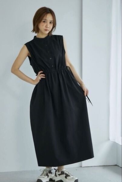 新品 mysa closet ノースリーブワンピース コクーンワンピース 黒 ブラック オンライン限定 しまむら 田中里奈