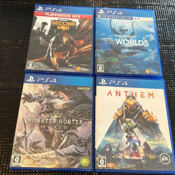 【PS4】 4点セット inFAMOUS Second Son、モンスターハンター、vr World、アンセム