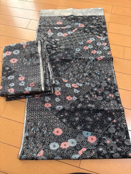 着物 正絹 小紋 洗い張り ハンドメイド リメイク
