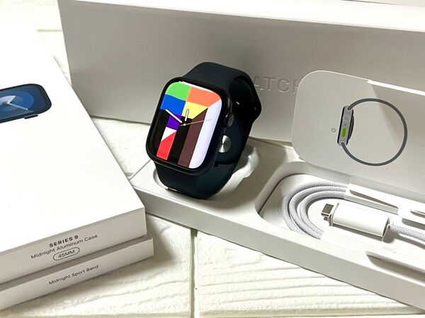 美品 Apple Watch Series9 45mm ミッドナイト アルミニウム アップルウォッチ GPS バッテリー100%
