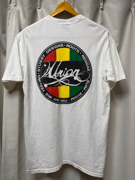 used old stussy union Tシャツ OLD ステューシー サークルラスタ 古着 frontman ユニオン 白
