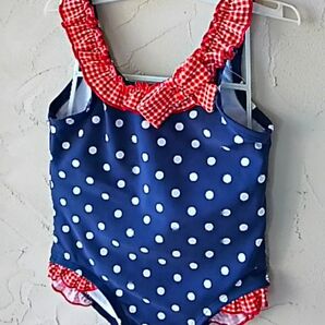 【新品】女の子用ドット柄水着 ワンピースタイプ 3T 110