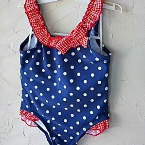 【新品】女の子用ドット柄水着ワンピースタイプ4T 120