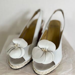 シャルル ジョルダン ホワイト サンダル プラットフォーム ウエッジ ビンテージ