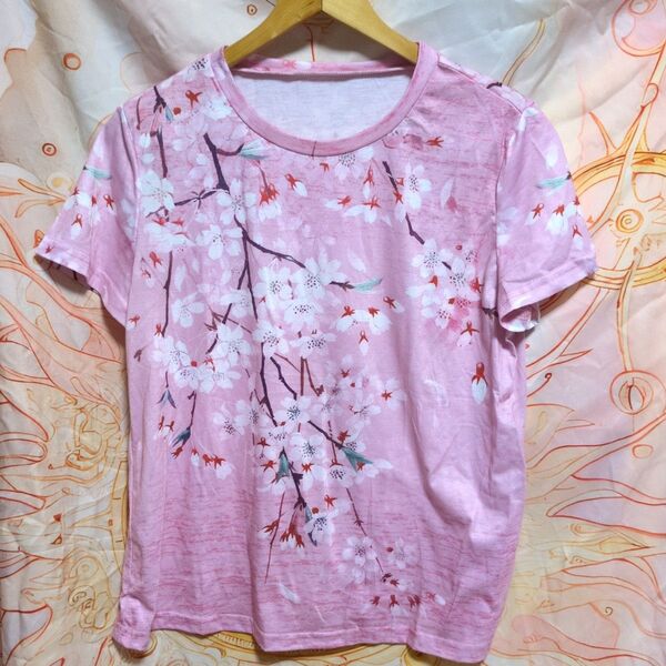 SHEIN 半袖 Tシャツ 桜柄