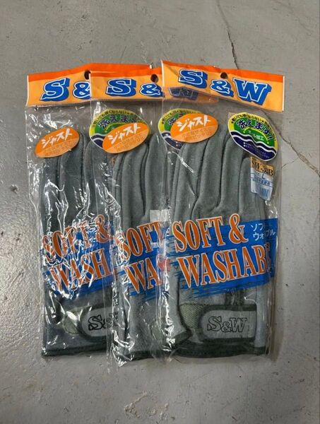 国産牛床皮オイル加工 マジック付き SW-32B 富士グローブ 3双 革手袋 S&W