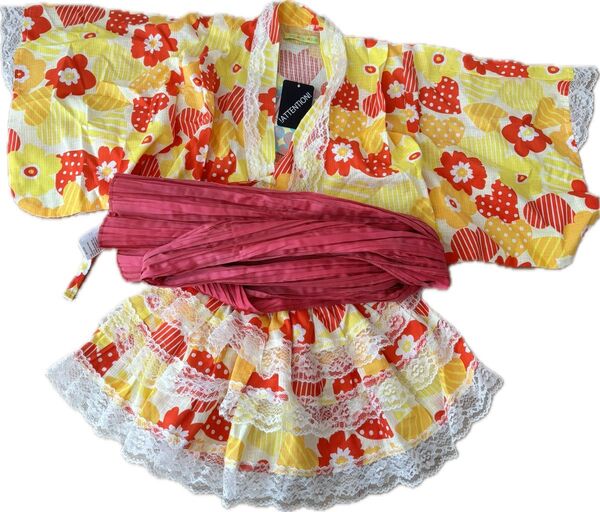 浴衣 女の子 95 レース 黄色 きいろ 女児